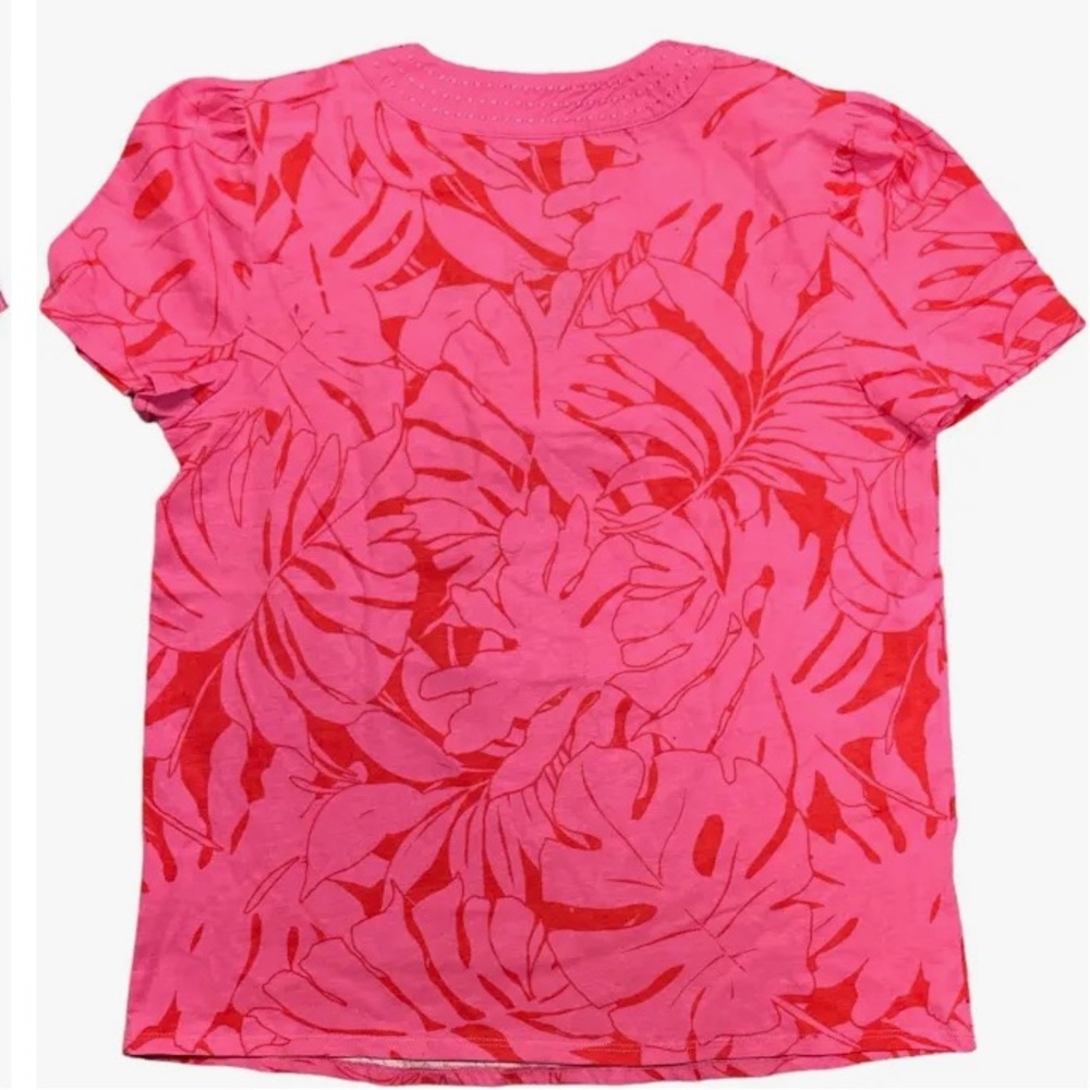 Rafaella Pink and Red Short Sleeve Floral Tee - Picture 2 of 2